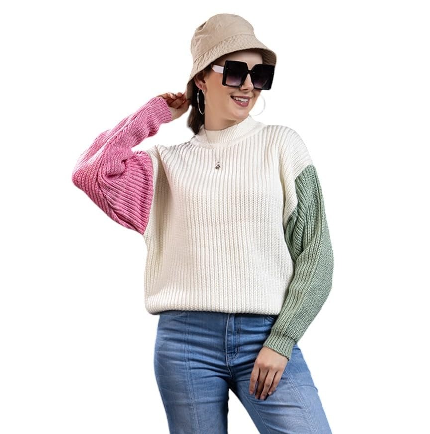 Style Dusk Women's Round Neck Pure Wool Multicolor Winter Wear Sweater - Image 4