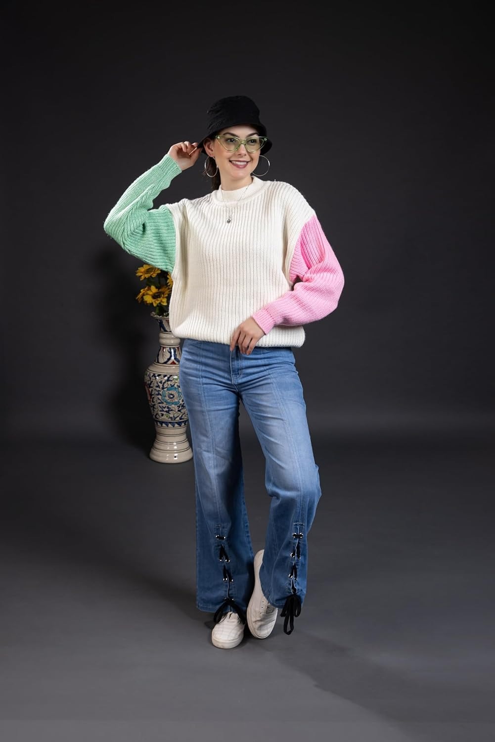 Style Dusk Women's Round Neck Pure Wool Multicolor Winter Wear Sweater